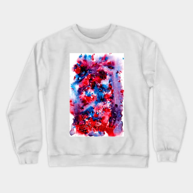 dark pink and blue watercolour swirl Crewneck Sweatshirt by LeighsDesigns